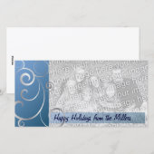 De blauwe & Zilveren Wervelingen van de Vakantie Feestdagenkaart (Voorkant / Achterkant)