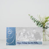 De blauwe & Zilveren Wervelingen van de Vakantie Feestdagenkaart (Staand voorkant)