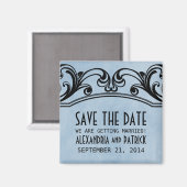 De blauwe  Zwirls sparen de Magnet van de Datum (Voorkant / Achterkant)