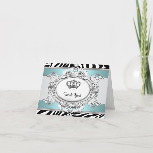 De blauwgroen Blauwe Gestreepte Prinses dankt u Bedankkaart (Voorkant)