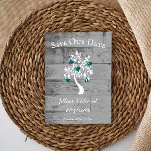 De blauwgroen Boom van Harten sparen de Datum aank Aankondiging