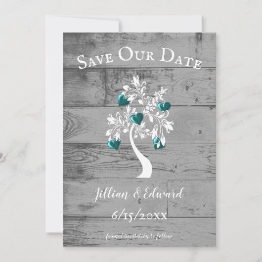 De blauwgroen Boom van Harten sparen de Datum aank Aankondiging (Voorkant)