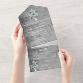 De blauwgroen Boom van het Hart allen in Één Weddi All In One Uitnodiging (Afscheurbaar)