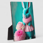 De Blauwgroen bunny Easter Portret Tabletop Art Fotoplaat (Zijkant)