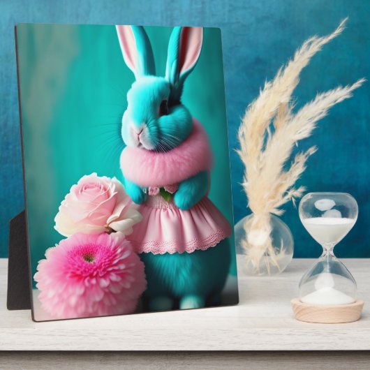 De Blauwgroen bunny Easter Portret Tabletop Art Fotoplaat (Zijkant)