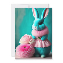 De Blauwgroen Bunny Portret Pasen Kaart