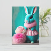 De Blauwgroen Bunny Portret Pasen Kaart (Staand voorkant)