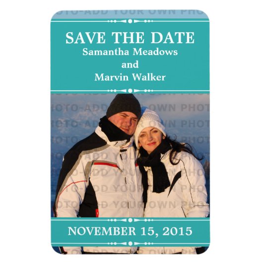 De blauwgroen Eenvoudige Foto sparen de Magnet van Magneet (Verticaal)