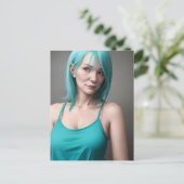 De Blauwgroen gehuurde vrouw Briefkaart (Staand voorkant)