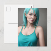 De Blauwgroen gehuurde vrouw Briefkaart (Voorkant / Achterkant)