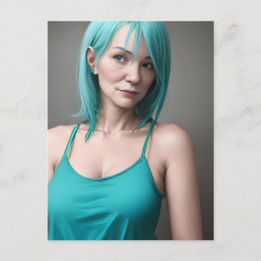 De Blauwgroen gehuurde vrouw Briefkaart (Voorkant)