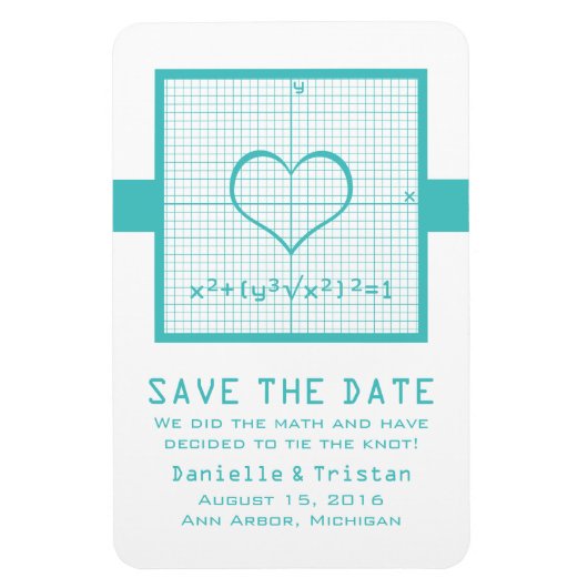 De blauwgroen Grafiek van de Wiskunde van het Hart Magneet (Verticaal)