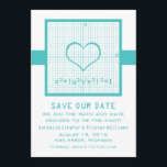 De blauwgroen Grafiek van de Wiskunde van het Hart Save The Date<br><div class="desc">Een paar wiskunde nerds in liefde zou het gemakkelijk vinden om te berekenen dat dit sparen de datum de voor de hand liggende oplossing zou zijn om hun bruiloft aan te kondigen. Quirky en vol nerdy charm is deze unieke Heart Wiskunde Graph Save the Date Announcement in turquoise met een...</div>