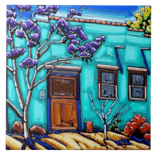 De Blauwgroen groene Tucson Barrio Tile Tegeltje (Voorkant)