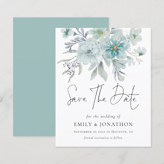 De Blauwgroen Witte Florals van de begroting trekk (Voorkant / Achterkant)