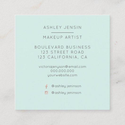 De blauwgroen witte marmeren beroeps van de vierkante visitekaartje (Achterkant)