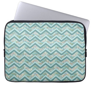 De Blauwgroen Zigzag van de moeder van Parel Laptop Sleeve
