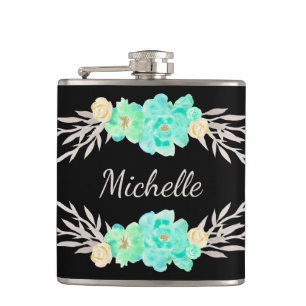 De blauwgroen & Zilveren Fles van het Monogram van Heupfles