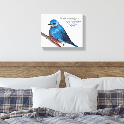De Blauwvogel voor Geluk Canvas Afdruk (Insitu (Slaapkamer))