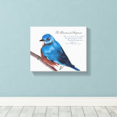 De Blauwvogel voor Geluk Canvas Afdruk (Insitu (Houten vloer))