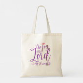 De blijdschap van de Paarse Schrift Tote Bag (Achterkant)