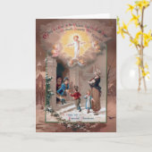 De blije Godsdienstige Victoriaans Kerstkaart van Kaart (Gele Bloem)