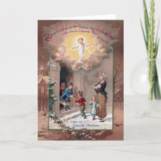 De blije Godsdienstige Victoriaans Kerstkaart van Kaart