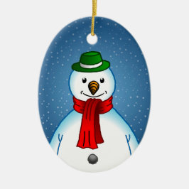 De blije sneeuwman op een kerstornament keramisch ornament