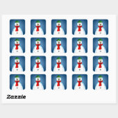 De blije sneeuwman op een vierkante sticker (Vel)