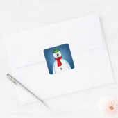 De blije sneeuwman op een vierkante sticker (Envelop)