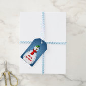 De blije sneeuwman op kerstcadeautags cadeaulabel (Met Touw)