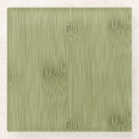 De blik van Bamboe in Olive Moss Green Wood Grain Glazen Onderzetter (Voorkant)