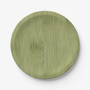 De blik van Bamboe in Olive Moss Green Wood Grain Papieren Bordje