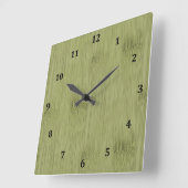 De blik van Bamboe in Olive Moss Green Wood Grain Vierkante Klok (Hoek)