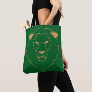 De blik van de leeuw: gouden contour tote bag