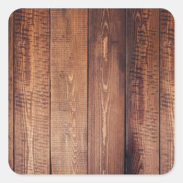De blik van echt hout vierkante sticker