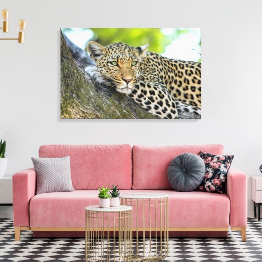 De blik van een luipaard canvas afdruk (Insitu (Woonkamer))