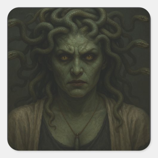 De blik van Medusa Vierkante Sticker (Voorkant)