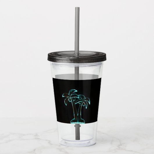 De blik van Neon laat tropische palmbomen opstaan Acryl Drinkbeker (Voorkant)