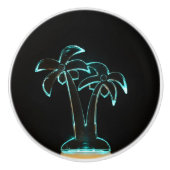 De blik van Neon laat tropische palmbomen opstaan Keramische Knop (Voorkant)