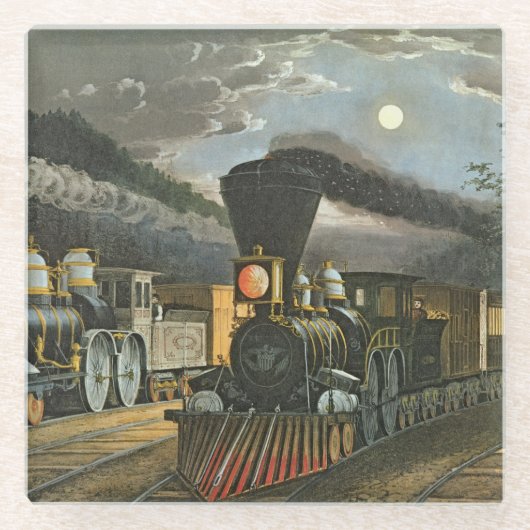 De bliksem Express-treinen, 1863 Glazen Onderzetter (Voorkant)