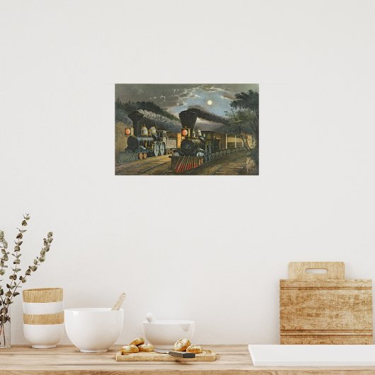 De bliksem Express-treinen, 1863 Poster (Keuken)