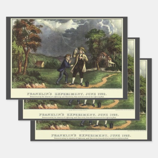 De bliksemproef met een vlieger van Benjamin Frank Inpakpapier Vel (Set)