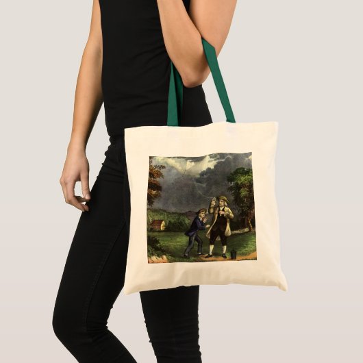 De bliksemproef met een vlieger van Benjamin Frank Tote Bag (Voorkant (product))