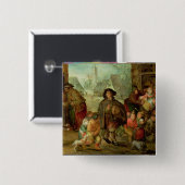 De Blind Hurdy Gurdy Player Vierkante Button 5,1 Cm (Voorkant /achterkant)