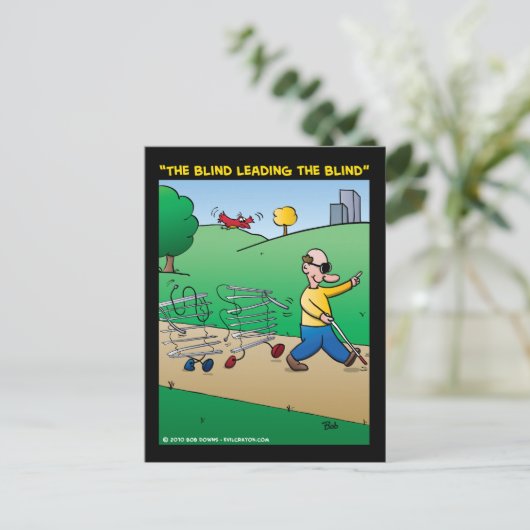 "De blinde leider van de blindheid" Briefkaart (Staand voorkant)