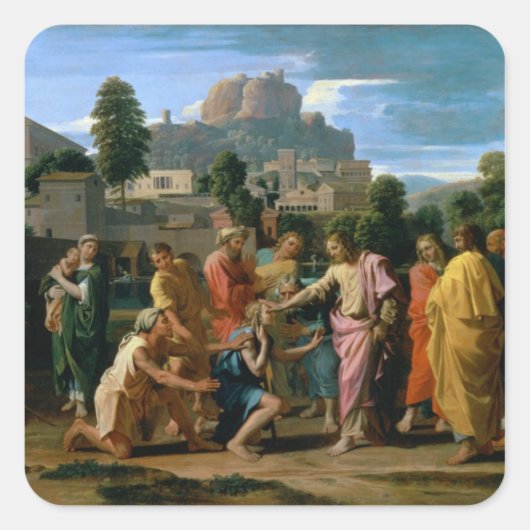 De blinde van Jericho Vierkante Sticker (Voorkant)