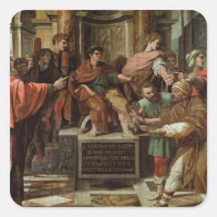 De Blinding van Elymas (cartoon voor de Sistine Ch Vierkante Sticker