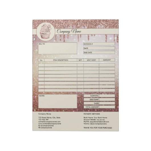 De Blocnote van de Citaat Bedrijfs van de Factuurv (Linkerzijde)