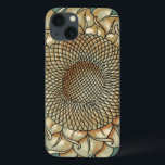 De Bloei van de zonnebloem op Blauwgroene Case-Mate iPhone Case<br><div class="desc">Een in-uw-gezichtsdruk van een zonnebloembloei op een blauwgroene achtergrond. U kunt de bijen bijna horen zoemend dichtbij de bloem,  klaar helpen wereld met deze botanische schoonheid bestuiven!</div>